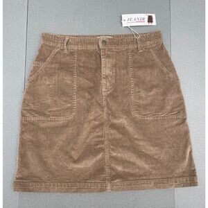 JEANIR Women's Corduroy Brown Knee-Length Skirt With 5 Pockets Zip NWT SIZE XL